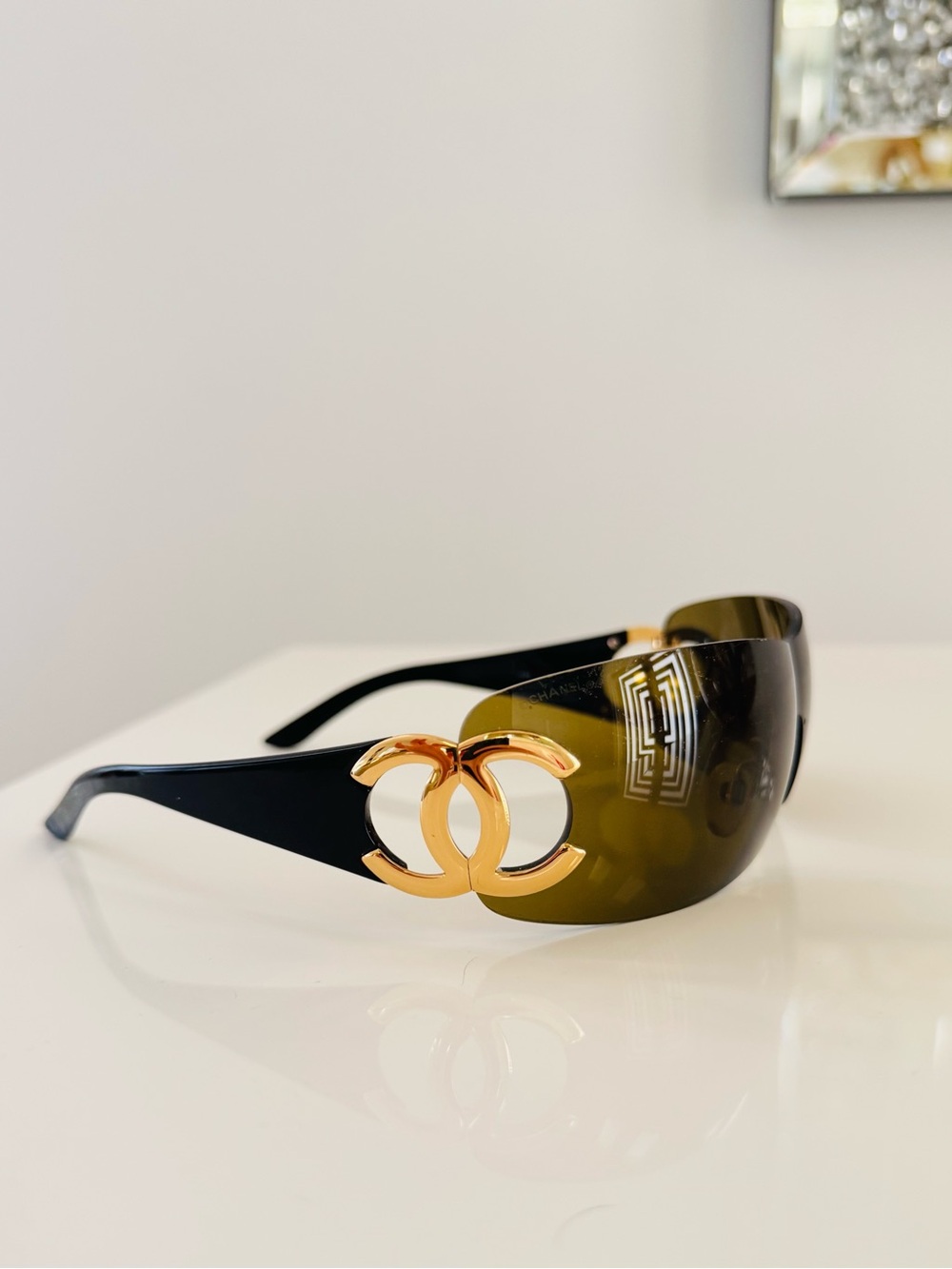 Rare 💫 Vintage Chanel CC GOLD rimless sunglasses